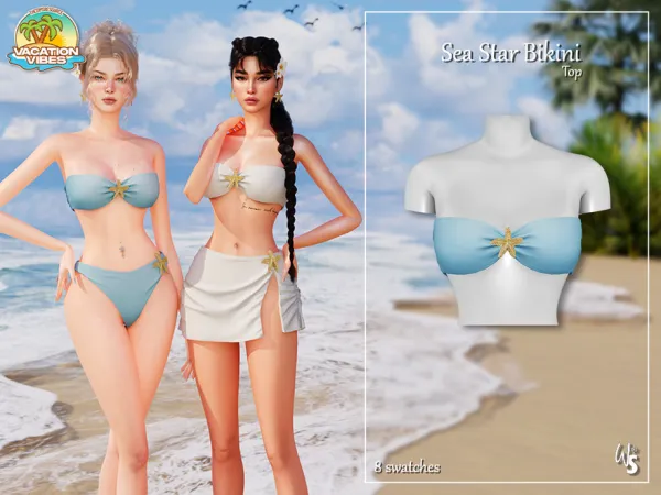 Alpha VacationVibes SeaStar Bikini Top by wisteriasims - The Sims 4 Custom Content