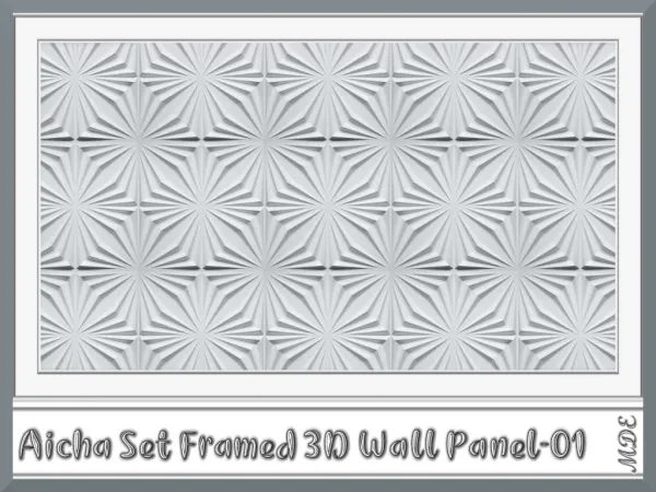 Mix Aicha Set Framed 3D White Wall Panels by _MDE_ - The Sims 4 Custom Content