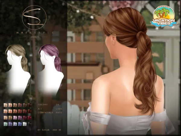 Alpha S Club_050825_ponytail hairstyle Club by S - The Sims 4 Custom Content