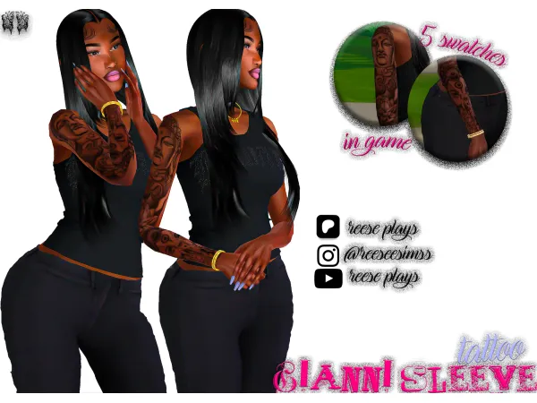 Mix Gianni Sleeve Tattoo by reeseplays - The Sims 4 Custom Content