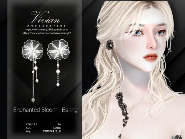 Alpha Enchanted Bloom Earing by VivianDang - The Sims 4 Custom Content