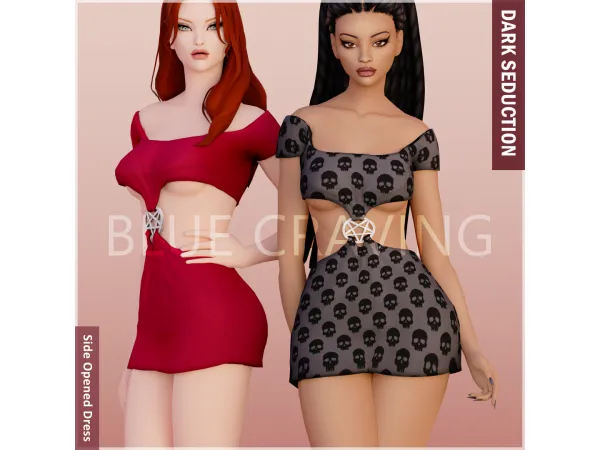 Mix Blue Craving SideOpened Dress - The Sims 4 Custom Content