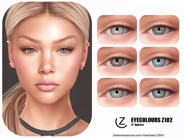 Alpha EYECOLORS Z102 by ZENX - The Sims 4 Custom Content