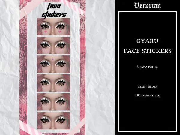 Maxis Match Gyaru Face Stickers by Venerian - The Sims 4 Custom Content