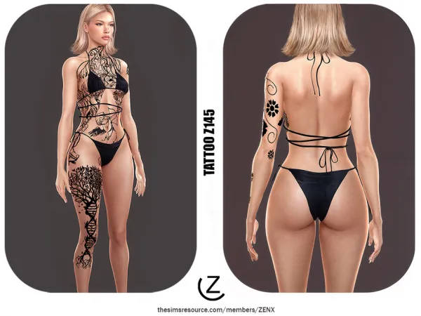 Mix TATTOO Z145 by ZENX - The Sims 4 Custom Content