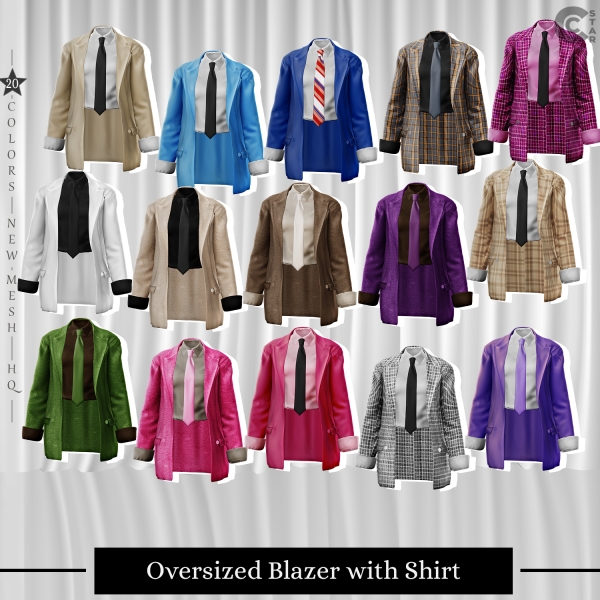 Alpha Oversized Blazer with Shirt cool_content_star by cool_content_star - The Sims 4 Custom Content