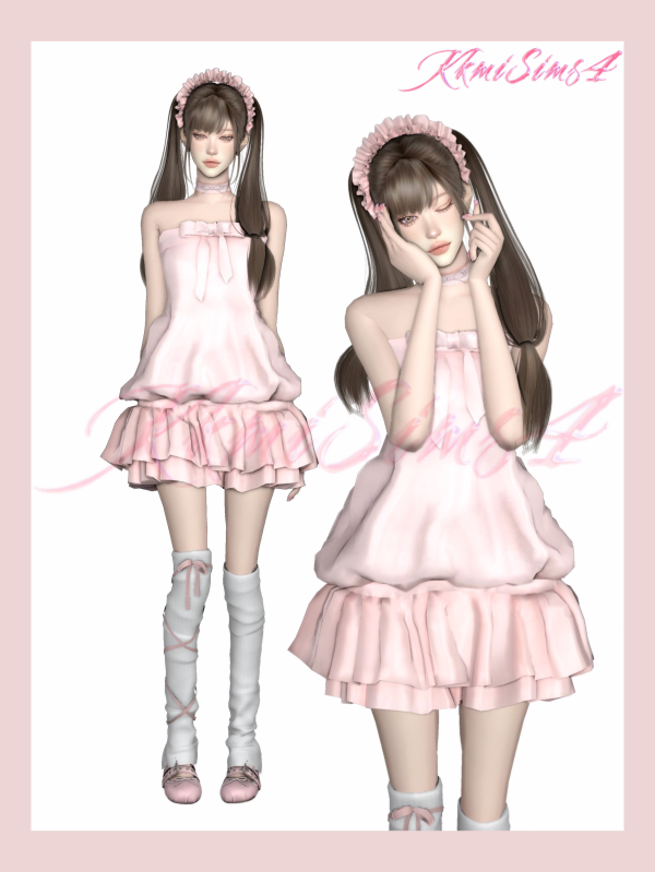 Maxis Match Bowknot ruffled bud skirt ruffled headband by simsfinds - The Sims 4 Custom Content
