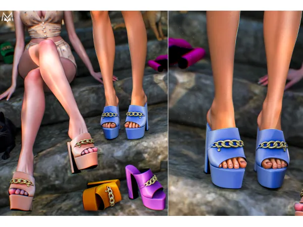 Alpha Chain Charm Platform Heels - The Sims 4 Custom Content