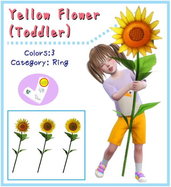 Mix Yellow Flower Pose Toddler LuckyDay by simsfinds - The Sims 4 Custom Content