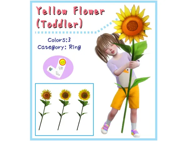 Mix Yellow Flower Pose Toddler LuckyDay by A - The Sims 4 Custom Content