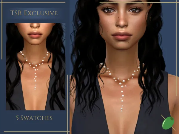 Mix Embedded Pearl Necklace - The Sims 4 Custom Content
