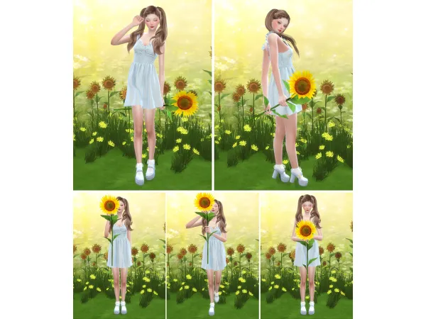 Mix Yellow Flower Pose [Adult] LuckyDay by A - The Sims 4 Custom Content