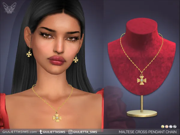 Alpha Maltese Cross Pendant Chain - The Sims 4 Custom Content