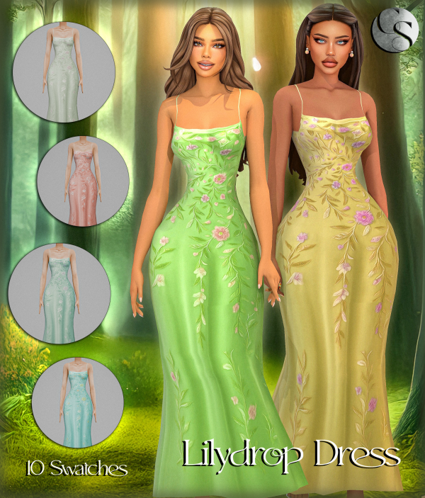 Alpha [CAMUFLAJE] Petals Thorns Collection Lilydrop Dress by simsfinds - The Sims 4 Custom Content
