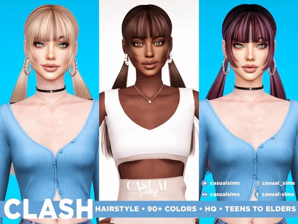 Alpha Clash Hairstyle With Bangs by casualsims - The Sims 4 Custom Content