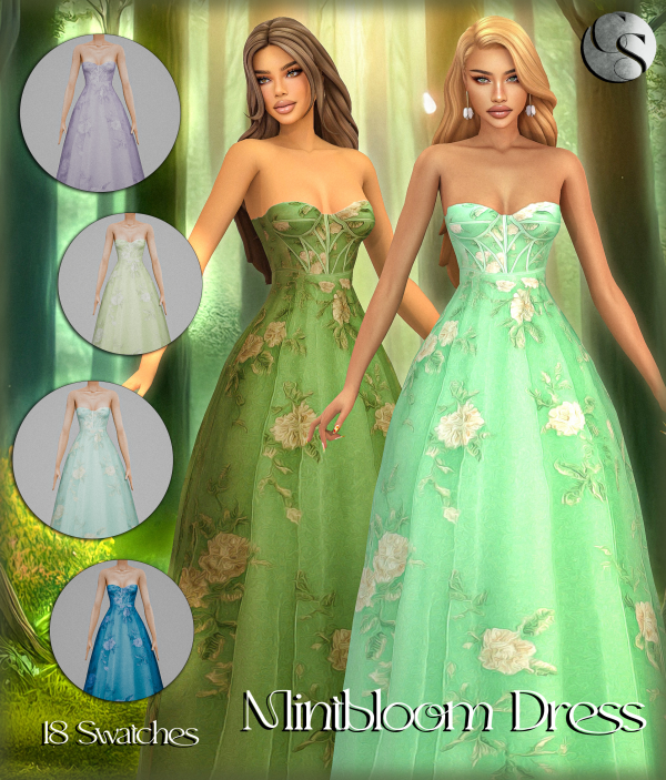 Alpha [CAMUFLAJE] Petals Thorns Collection Mintbloom Dress by simsfinds - The Sims 4 Custom Content