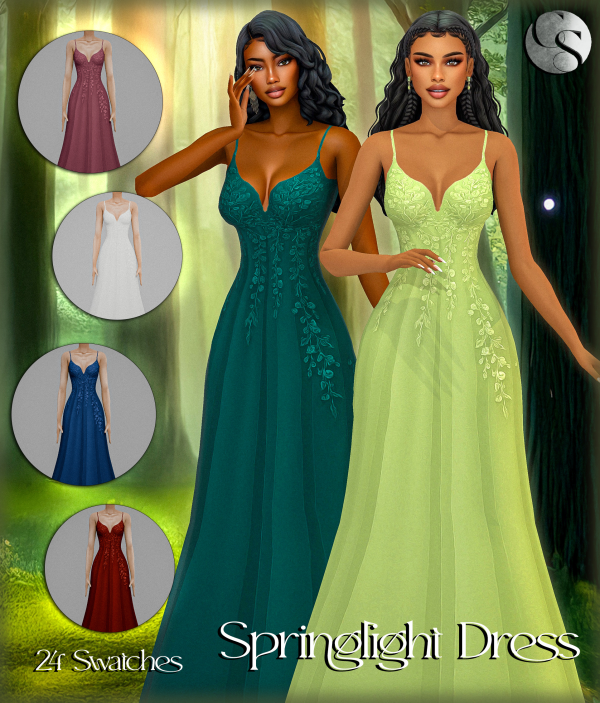 Alpha [CAMUFLAJE] Petals Thorns Collection Springlight Dress by simsfinds - The Sims 4 Custom Content