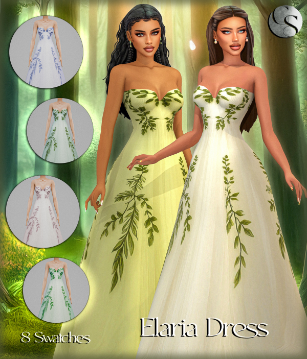 Alpha [CAMUFLAJE] Petals Thorns Collection Elaria Dress by simsfinds - The Sims 4 Custom Content