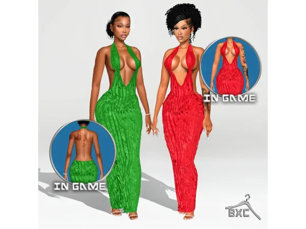 Sims 4 IVY TEXTURED DRESS by Baddiexsimmer