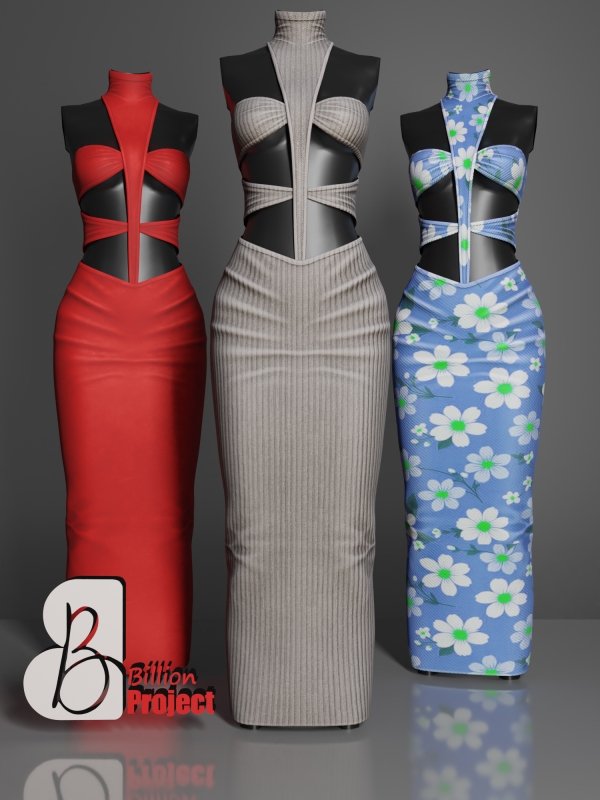 Alpha BillionProject Greysa Long Dress by billion_project666 - The Sims 4 Custom Content
