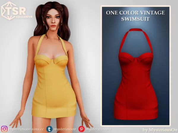 One color vintage swimsuit by MysteriousOo