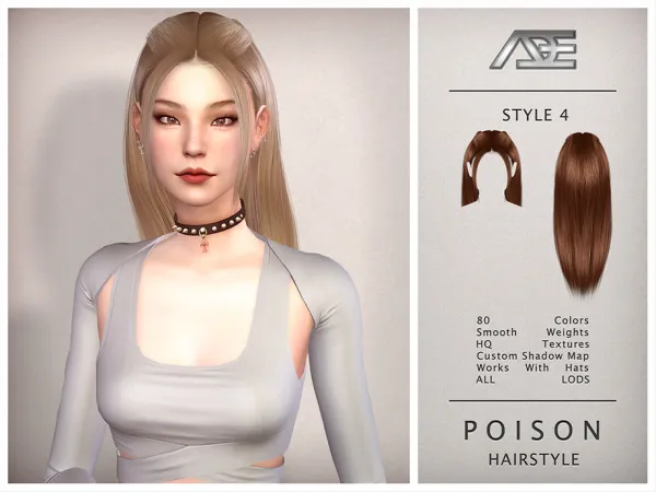 Alpha Poison Style 4 (Hairstyle) - The Sims 4 Custom Content