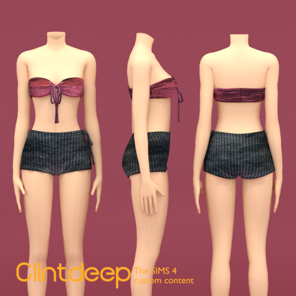 Alpha Rose Bandeau Hot Pant With Binding Rope by simsfinds - The Sims 4 Custom Content