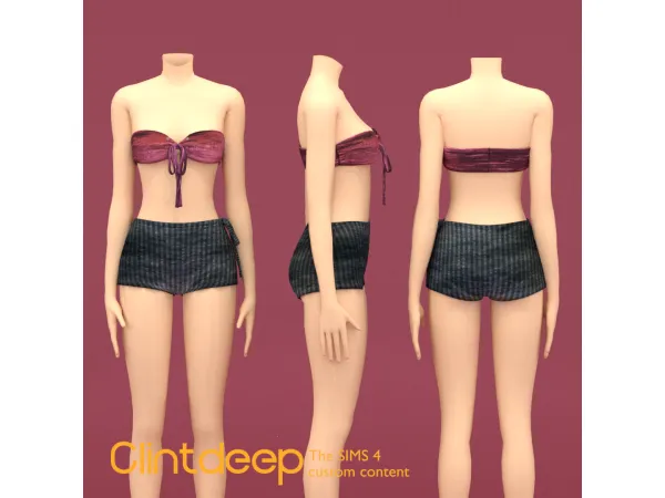 Alpha Rose Bandeau Hot Pant With Binding Rope by ClintdeepTS4 - The Sims 4 Custom Content