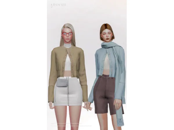 Alpha Scarf Wool Cashmere Cardigan Opened Version by charonlee - The Sims 4 Custom Content