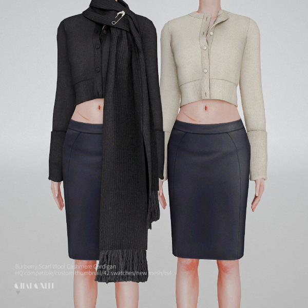 Mix Burberry Scarf Wool Cashmere Cardigan by simsfinds - The Sims 4 Custom Content