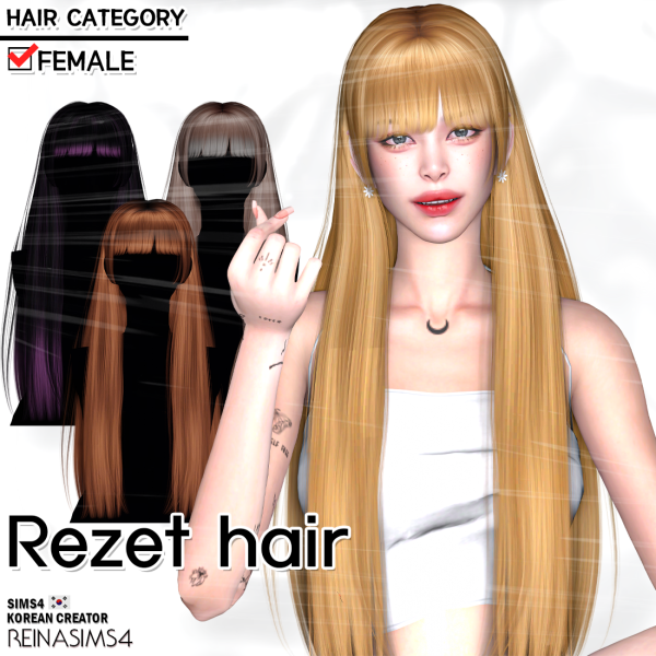 Alpha Rezet hair by simsfinds - The Sims 4 Custom Content
