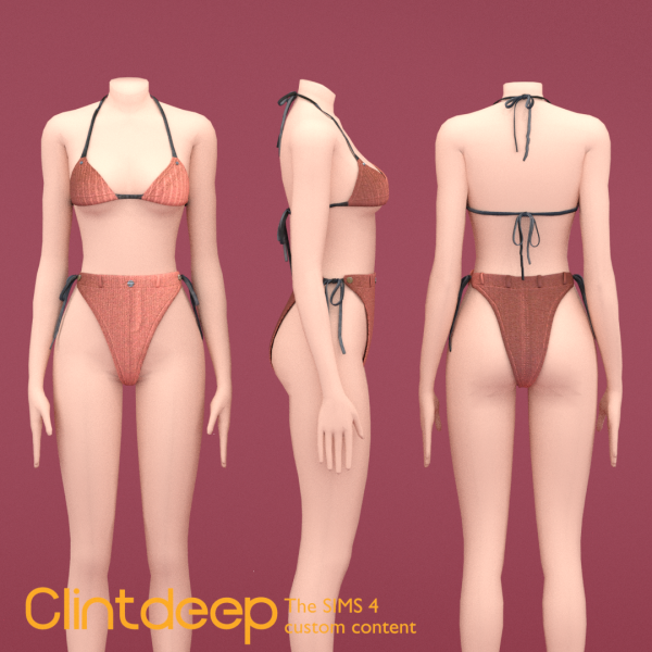 Mix Clintdeep Olive Bikini by simsfinds - The Sims 4 Custom Content