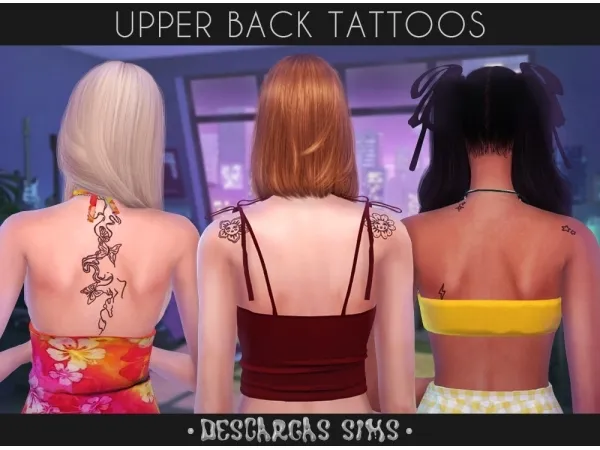 Mix Upper Back Tattoos - The Sims 4 Custom Content