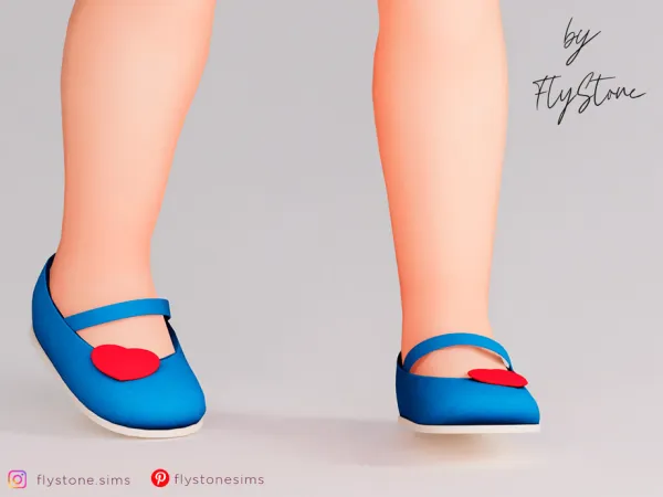 Maxis Match Toddler Leather Flats With A Heart by FlyStone - The Sims 4 Custom Content