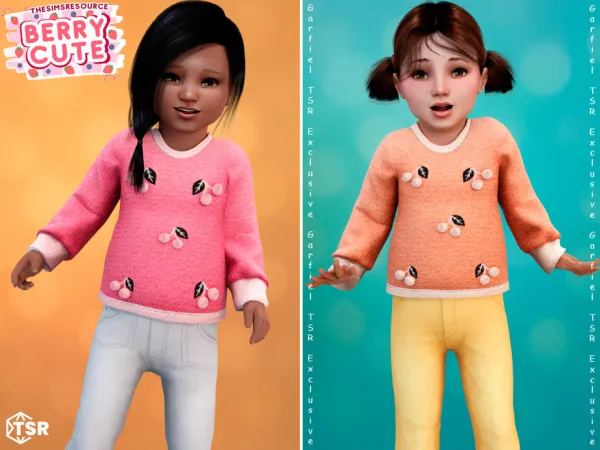 Alpha Toddler Cozy sweater with cherry pom details by Garfiel - The Sims 4 Custom Content
