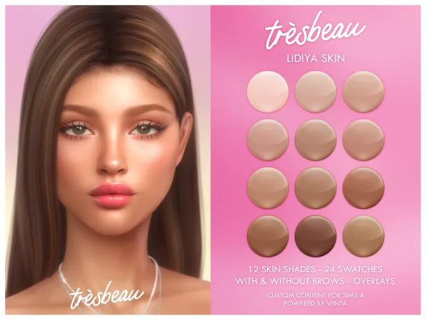 Alpha Tres Beau Lidiya Skin (Gift) - The Sims 4 Custom Content