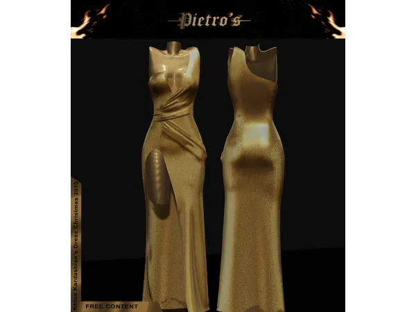 Alpha (Pietro's) Khloe Kardashian's Dress Christmas 2019 - The Sims 4 Custom Content