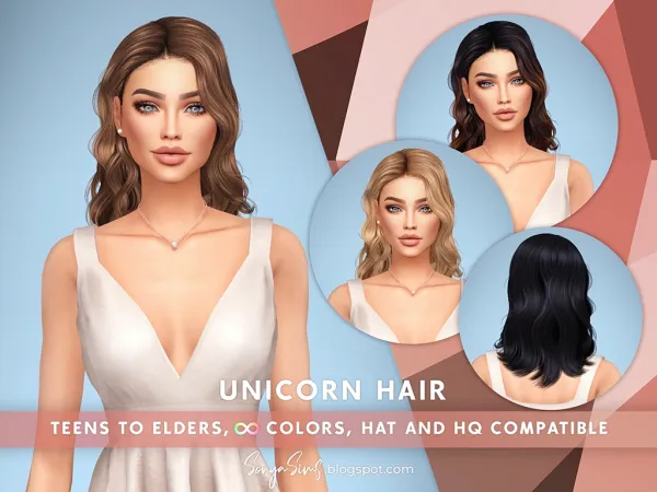 Alpha Unicorn Hair - The Sims 4 Custom Content