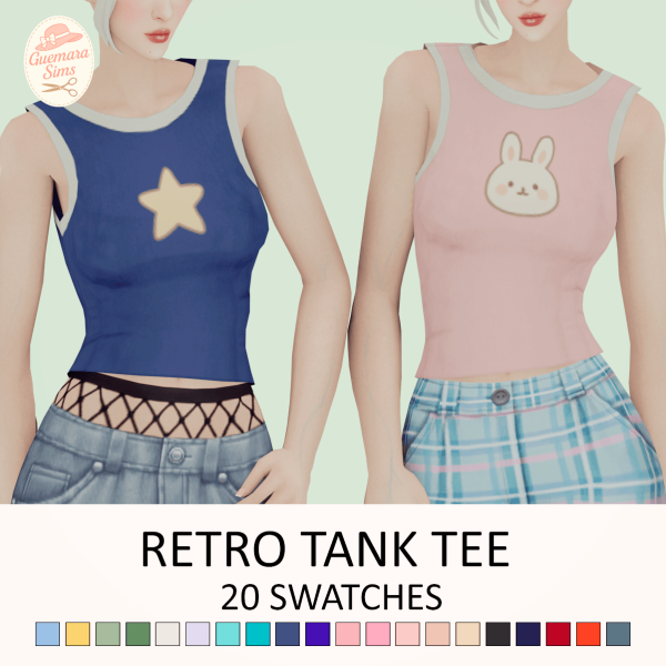 Maxis Match Retro Tank Tee by simsfinds - The Sims 4 Custom Content