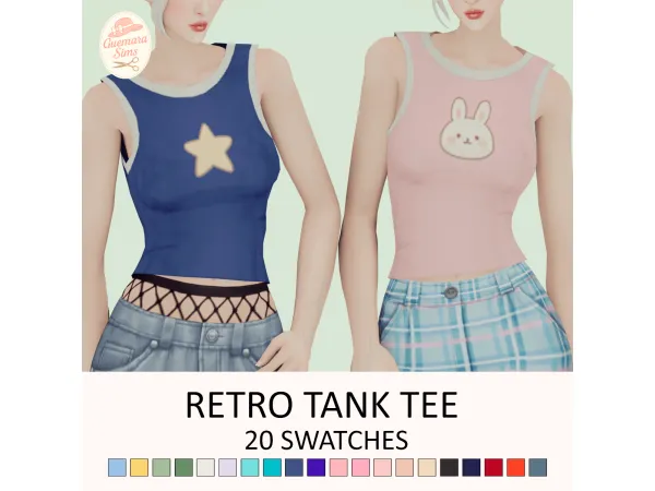 Maxis Match Retro Tank Tee by Guemara - The Sims 4 Custom Content