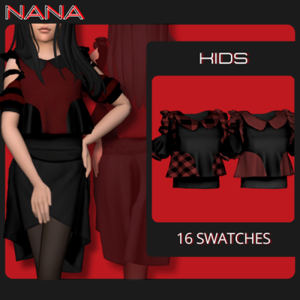 Mix NANA7 Ruffled Shirt by 7nana - The Sims 4 Custom Content