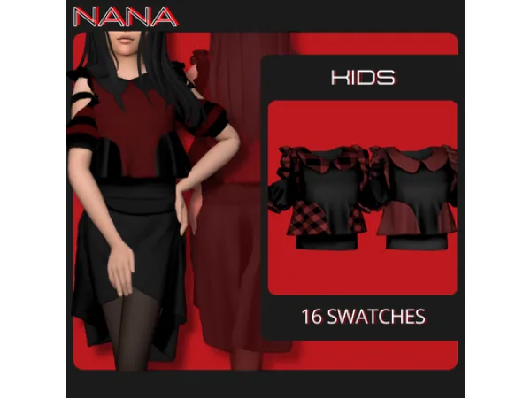 Mix NANA7 Ruffled Shirt - The Sims 4 Custom Content