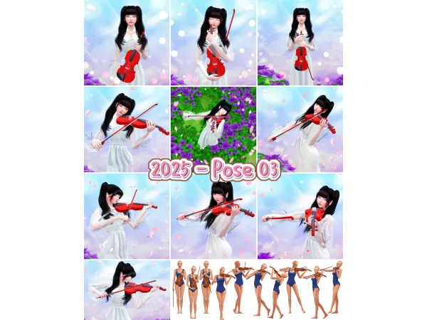 Mix 2025 Pose03 Violin by ayumea - The Sims 4 Custom Content