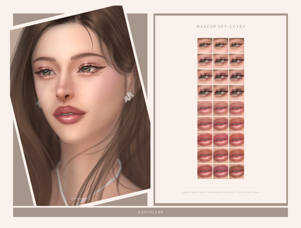 Alpha GPME GOLD MAKEUP SET CC102 by simsfinds - The Sims 4 Custom Content