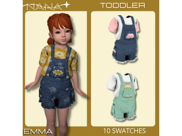 Maxis Match 7NANA (Emma) Romper for toddlers - The Sims 4 Custom Content