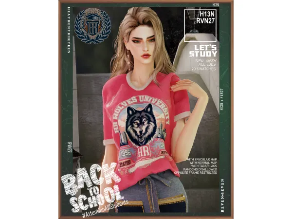 Alpha University Tee Shirt by rvn2seven - The Sims 4 Custom Content