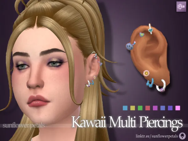 Mix Kawaii Multi Piercings - The Sims 4 Custom Content