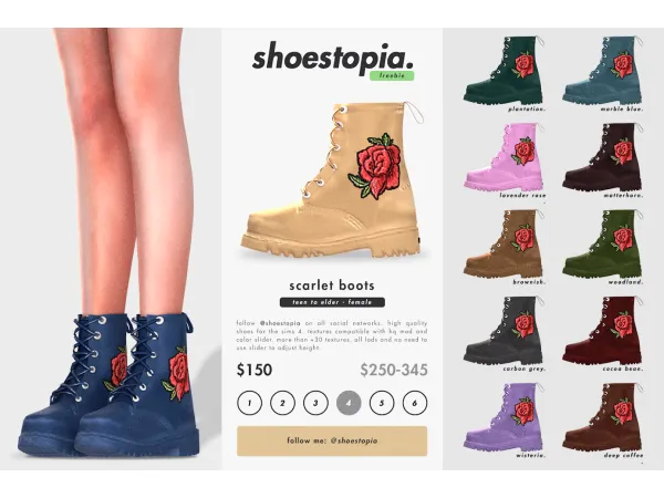 Alpha Scarlet Boots (infant toddler child adult all ages) by shoestopia - The Sims 4 Custom Content