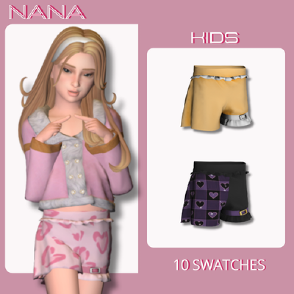 Maxis Match 7NANA Child Asymmetrical Shorts by 7nana - The Sims 4 Custom Content