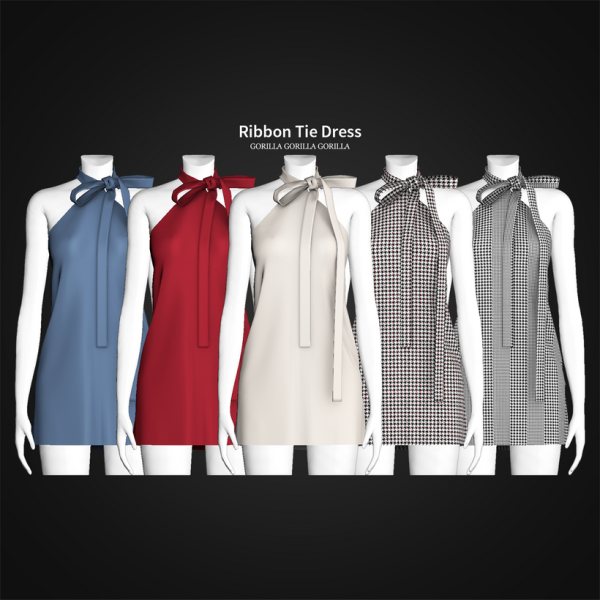 Alpha Ribbon Tie Dress by simsfinds - The Sims 4 Custom Content